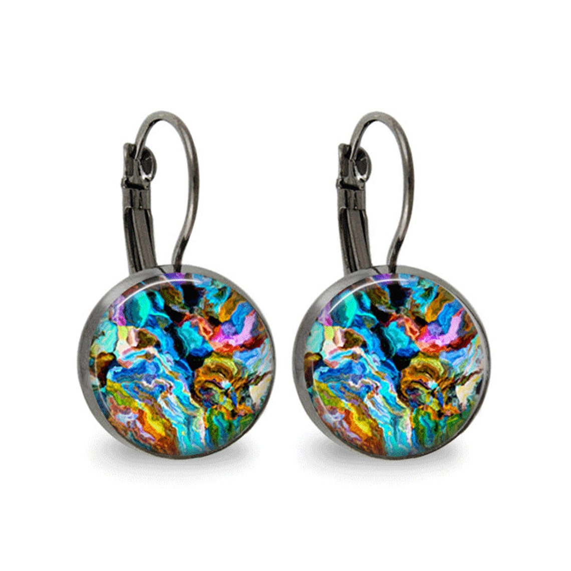 Glass Tile Earrings Glass Tile Jewelry Abstract Earrings Etsy