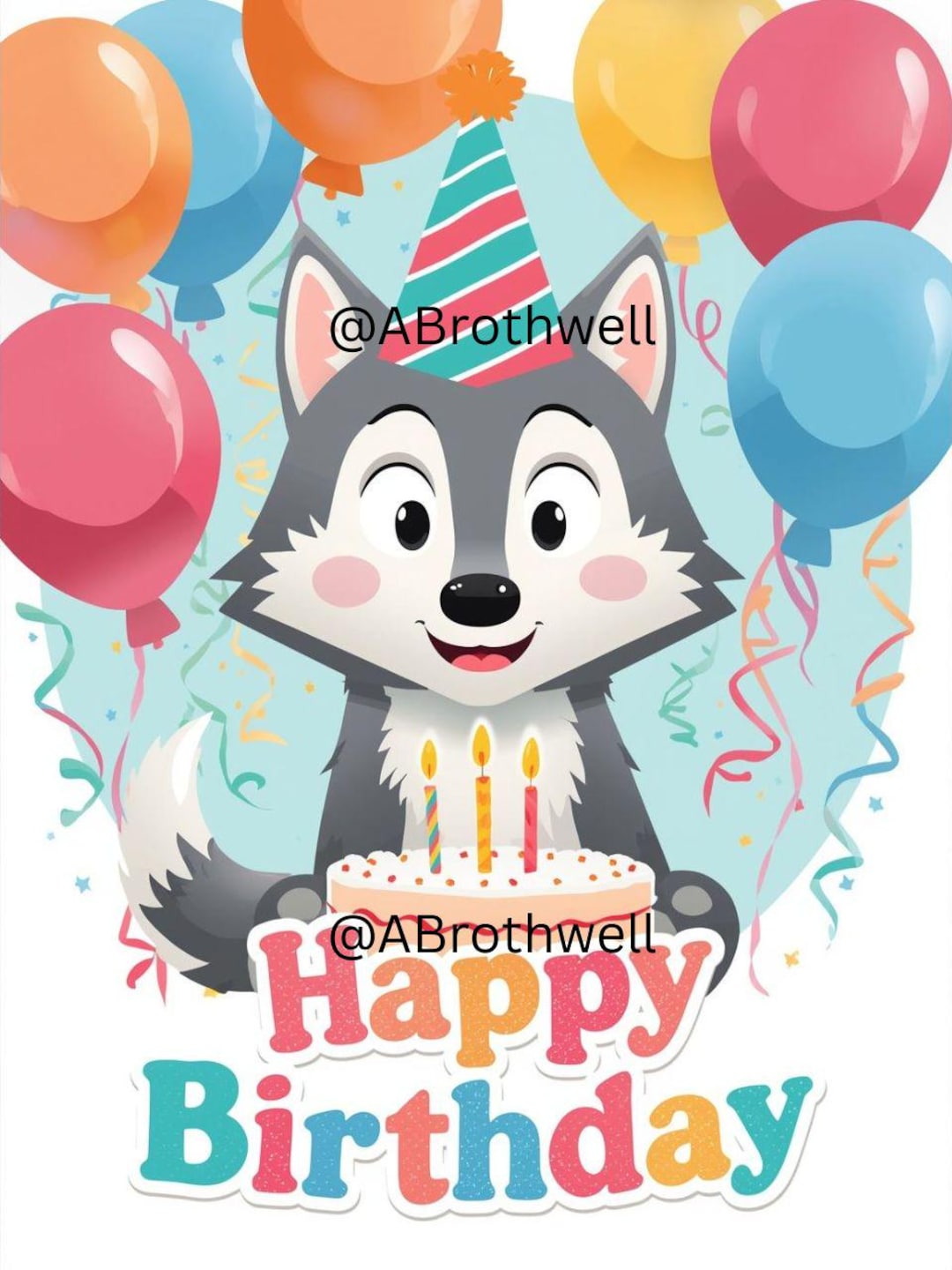 Happy Birthday Wolf Card - Etsy