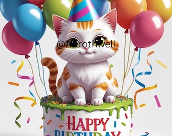 Printable Cute Cat Birthday Card