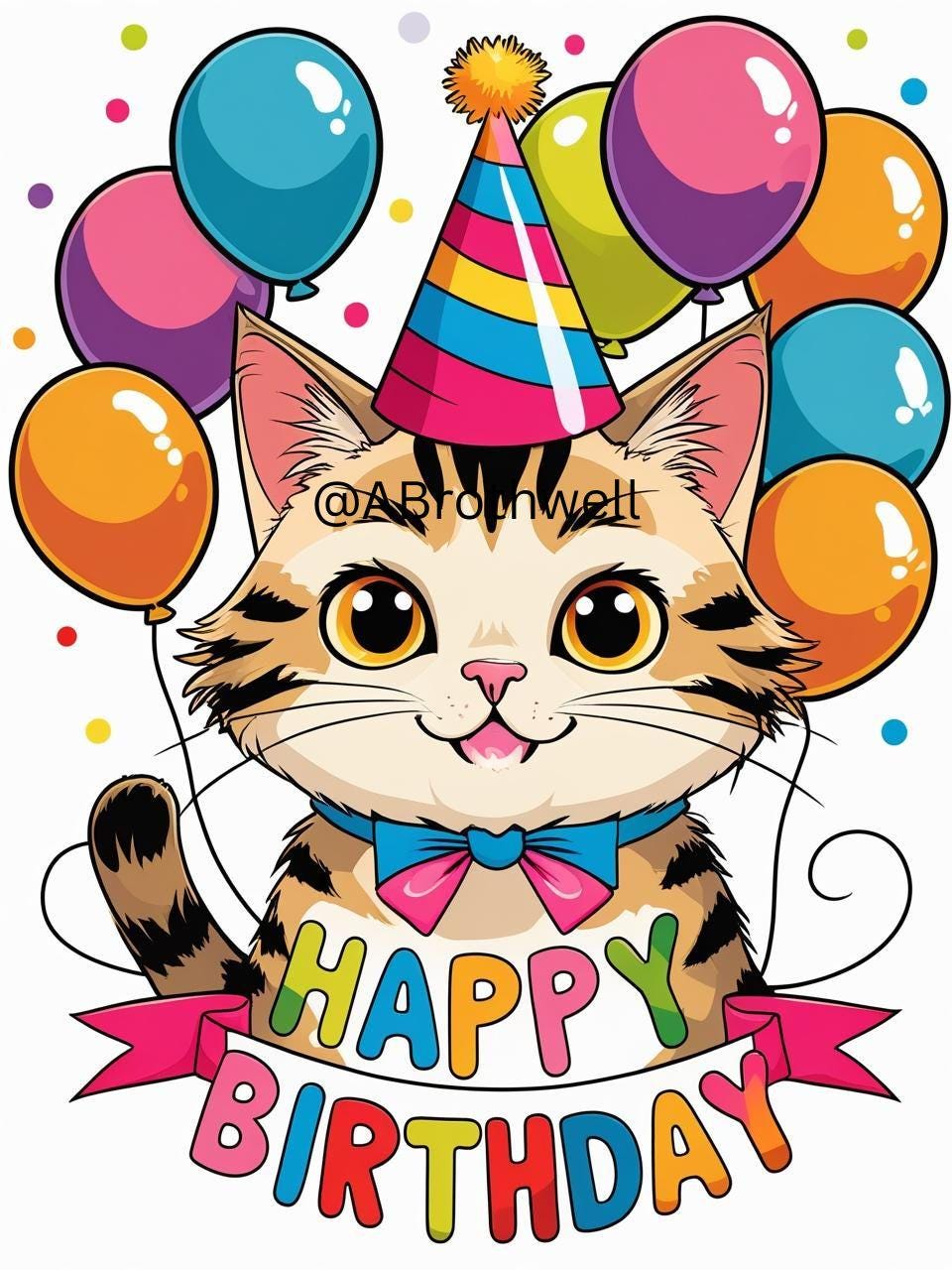 Printable Cute Cat Birthday Card - Etsy