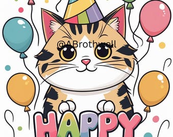 Printable Cute Cat Birthday Card