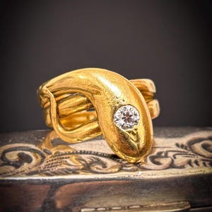 Antique Diamond Snake Ring 18 Carat Gold Antique C. 1900&#39;s Serpent Victorian