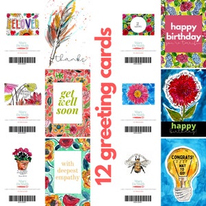 12 All Occasion Greeting Cards // Variety Encouragement // birthday blank inside // get well congrats set // Inspirational pack // envelopes image 8