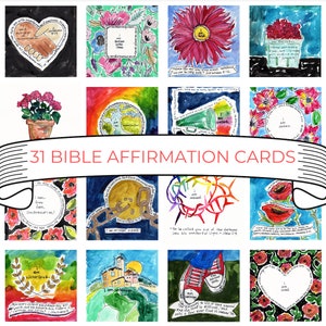 31 Bible Affirmation Cards // truth verse pack // NLT notecards // Scripture memory // hand lettered verses // handcrafted Christian gift