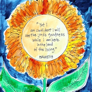 God's Goodness Sticker - Watercolor Sunflower Bible Verse Decal
