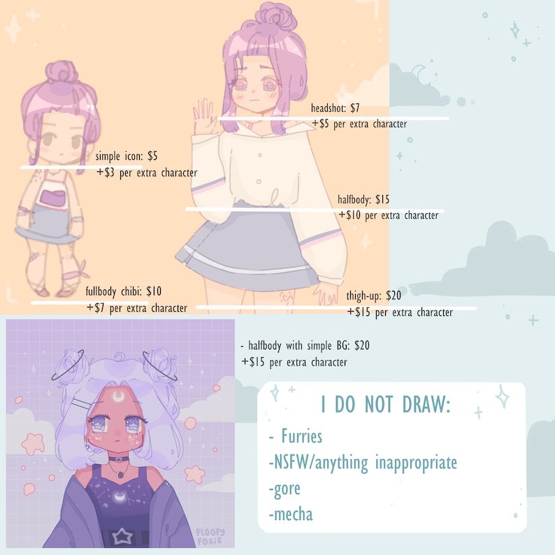 Anime Chibi Style Digital Art Commissions Etsy