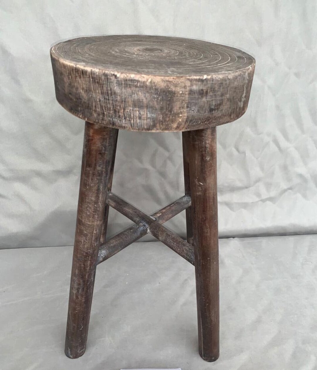 Antique Round Wooden Stools Etsy