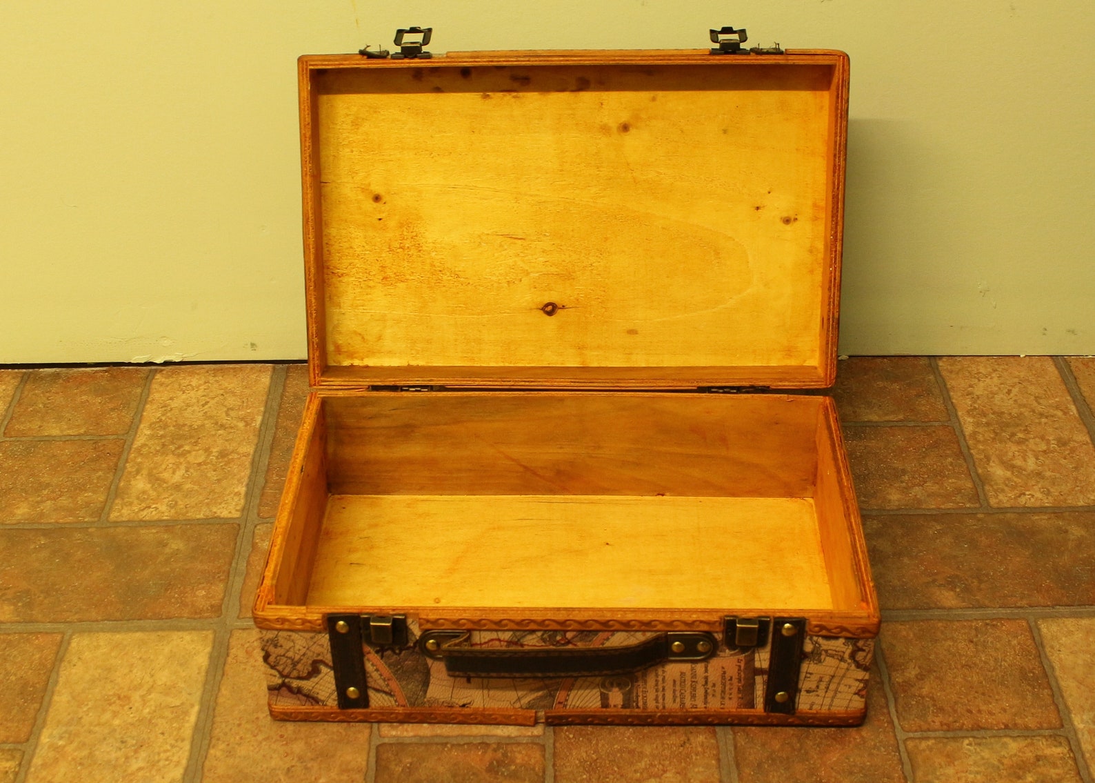 Map Design Old Fashioned Suitcase for Home Decor Etsy