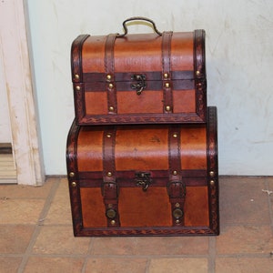 Tan Leather Treasure Boxes