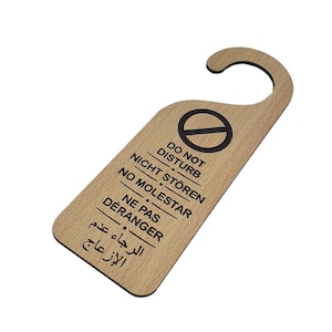 Hanging Door Signs Do not disturb wooden Hanger for Hotel room, B & B, Guest House