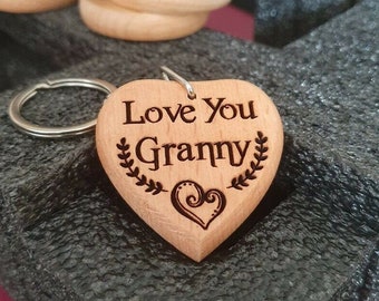 Love you granny keyring keychain wooden gift