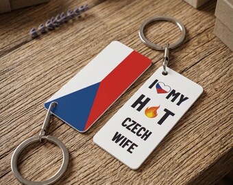 Czech Republic Flag Keyring  wife or husband