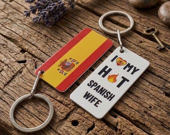 Spain Flag Keyring Spanish wife or husband