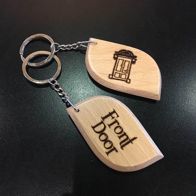 Personalised Wooden Engraved Keyrings Keychain Gift Etsy