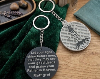Matthew 5:16 Keyring Keychain Gifts with Bible Scriptures