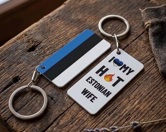 Estonia Flag Keyring Estonian wife or husband