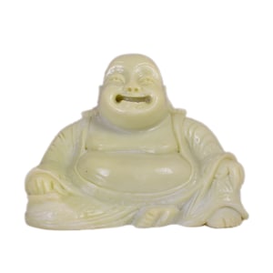 Serpentine Laughing Buddha Statue: Good Luck Symbol (800 Ct)