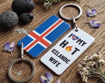 Iceland Flag Keyring Icelandic wife or husband