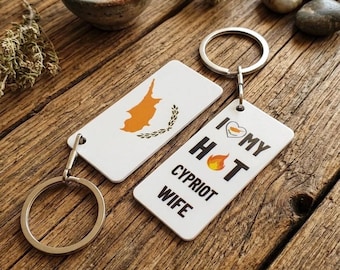Cyprus Flag Keyring Cypriot wife or husband