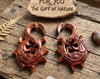 Fake Gauge Wooden Earrings