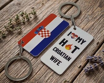Croatia Flag Keyring Croatian wife or husband