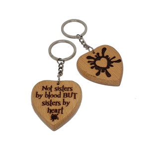 Engraved Wooden Heart Keyring: Sister Gift
