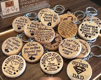 Engraved Wooden Keychain: Personalized Family & Friends Gift