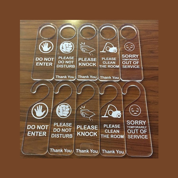 Do Not Disturb Door Sign Engraved Acrylic Hanger Handle Hotel Etsy