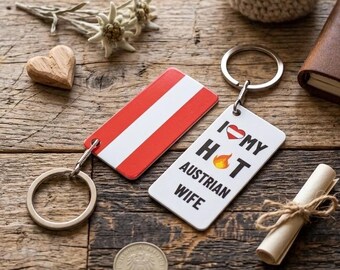 Austria Flag Keyring Austrian wife or husband