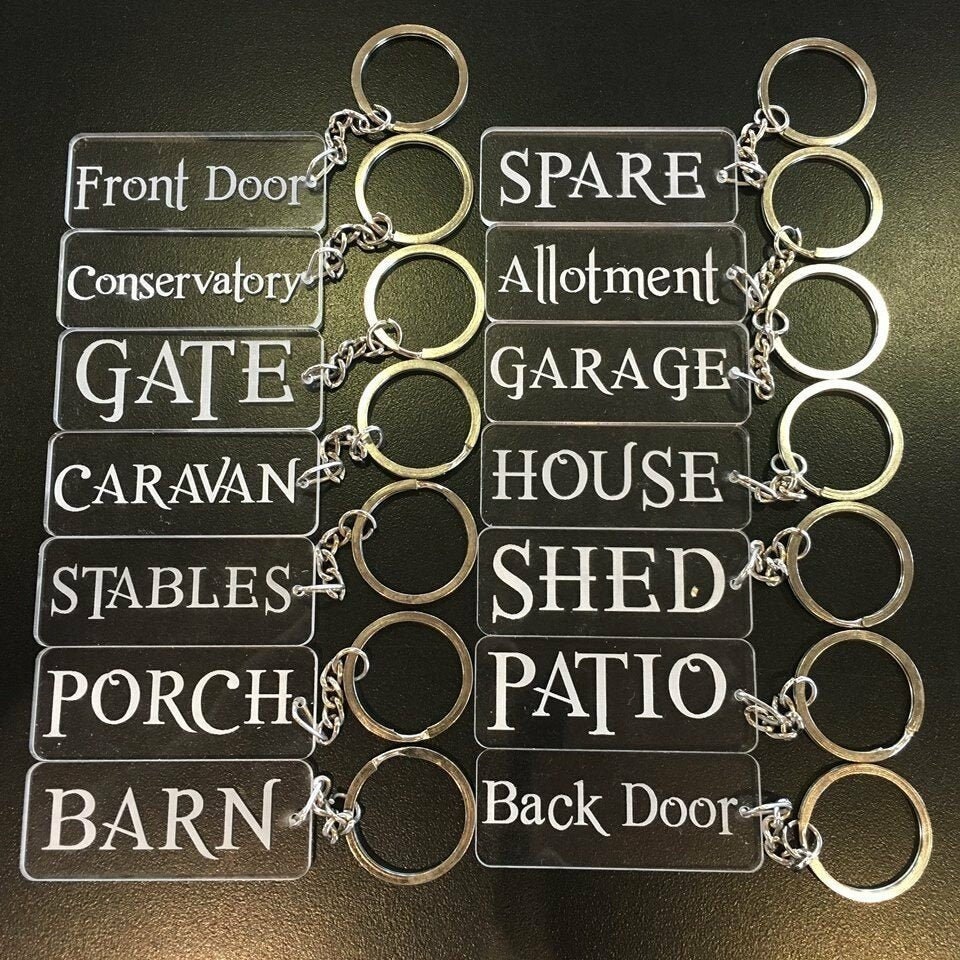 Assigned Key Labels Acrylic Engraved Keyrings Keychain Key Fob Key Tag