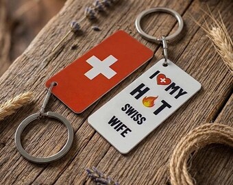 Switzerland Flag Keyring Swiss wife or husband