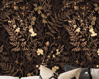 Tapeta Bistre Brown Forest, Tapeta Magical Forest. Irlandzka kawa, francuski beż, brązowy cukier, biel Navajo i odcienie iroko