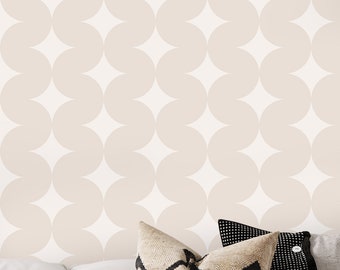 Tapeta w stylu retro z muszlą i białą kawą, tapeta w stylu Bauhaus w stylu geometrycznym, tapeta w stylu retro z półkolistym wzorem fali