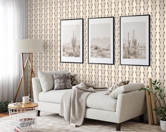 Tapeta w stylu retro w geometryczne wzory. Papaya Whip, Peach Cream, Pearl Bush, Pastel Grey, Silver Pink, Silk, Flint Colors, Dekoracja ścienna samoprzylepna.