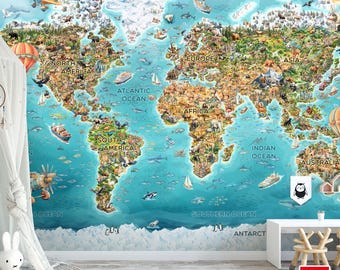 Mapa mundial de animales y colección de imágenes de animales. Más de 400 animales y peces.