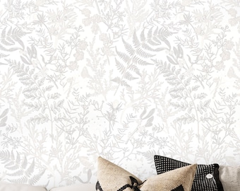 Tapeta White Forest, Tapeta neutralna. Odcienie ecru, Isabelline, jasnoszary i bladosrebrny.