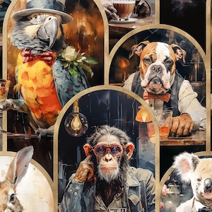 Bar Animals 200% Wallpaper in scala. Toro, Scimpanzé, Leone, Cervo, Aquila, Capra, Criceto, Pappagallo, Procione, Giraffa, Koala, Coniglio, Orsi e altri