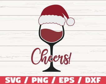 Santa Wine Glass Svg Etsy