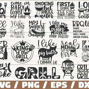 Paquete SVG de barbacoa / Grill SVG / Cortar archivos / Uso comercial / Cricut / Clip art / Bbq Master SVG / Funny Barbecue Dad