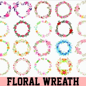 Couronne de fleurs SVG / cadres floraux SVG / couronne de laurier SVG / couronnes dessinées à la main / cercle floral svg / ornement floral svg / mariage
