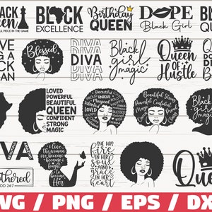 Black Girl Magic SVG Bundel / Cut Files / Commercieel gebruik / Cricut / Clip art / Black Woman SVG / Afro Diva SVG / Afro Girl