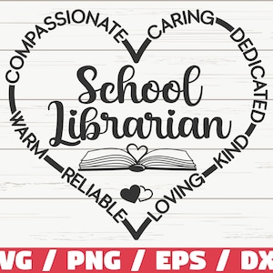 Bibliothécaire scolaire SVG / Bibliothécaire SVG / Fichier de coupe / Cricut / Clip art / Usage commercial / Lecture de SVG / Amateur de livres