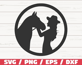 Meisje zoenen paard SVG / bestand knippen / Cricut / commercieel gebruik / Instant Download / silhouet / Cowgirl SVG / paardenliefhebber SVG
