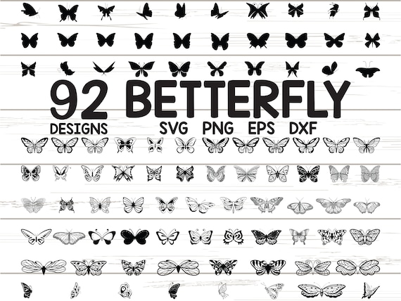 92 x Butterfly SVG / Png300ppi / EPS / Dxf / Cute Butterfly / Cricut / Silhouette / Butterflies SVG cutting files / Clipart / Vector