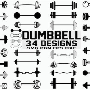 Hantel SVG/ Gym SVG/ Gewicht SVG/ Clipart/ Cut Files/ Cricut/ Silhouette/ Aufbügeln/ Aufkleber/ Vektor