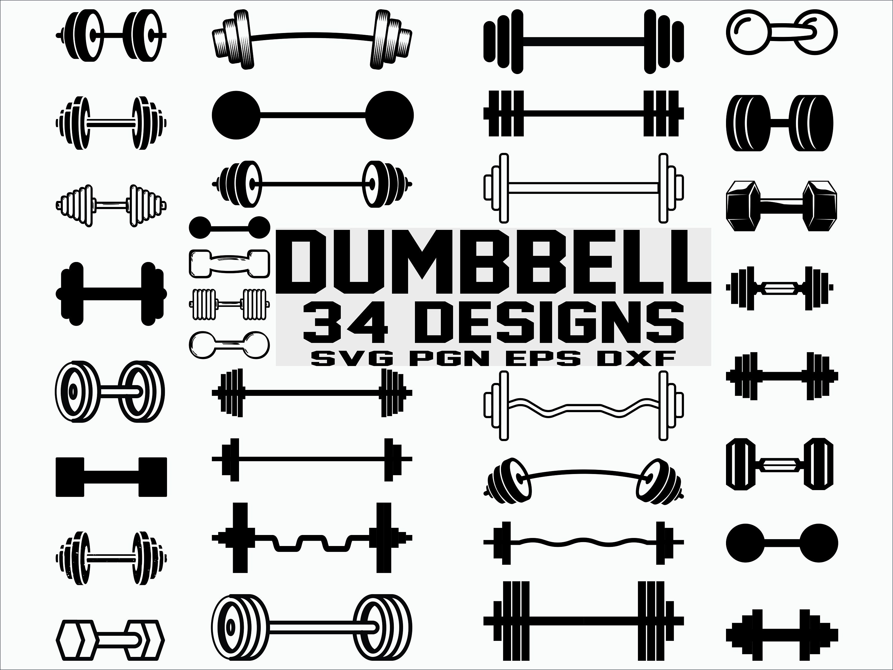 Dumbbell Svg Gym Svg Weight Svg Clipart Cut Files Cricut Etsy