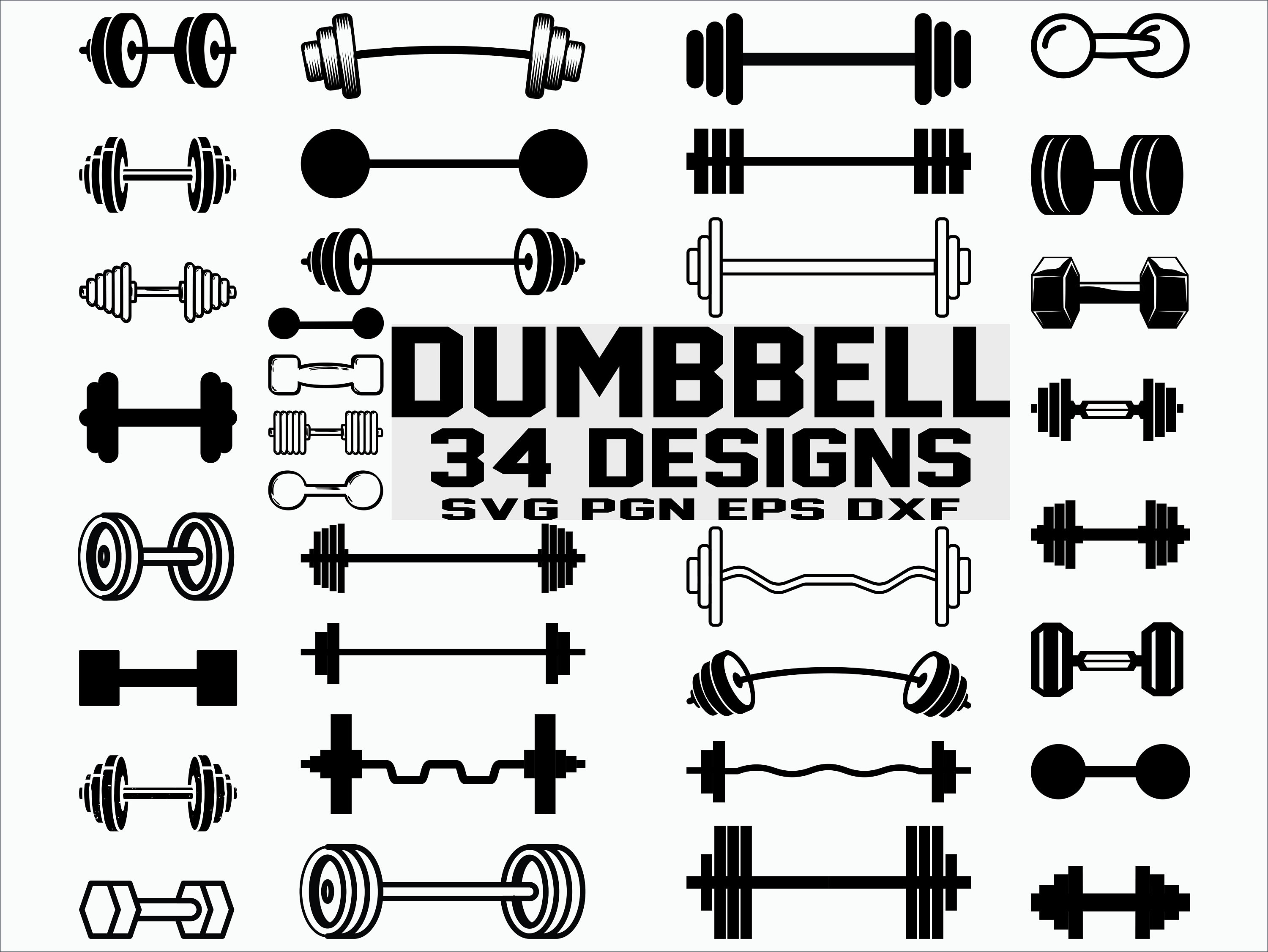 Dumbbell Svg Gym Svg Weight Svg Clipart Cut Files Cricut Etsy