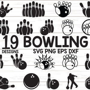 Bowling SVG/ Cricut/ Silhouette Cameo/ Bowling Clipart/ Cut File/ Ball and Pins