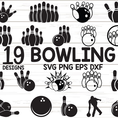 Bowling SVG/ Cricut/ Silhouette Cameo/ Bowling Clipart/ Cut File/ Ball and Pins