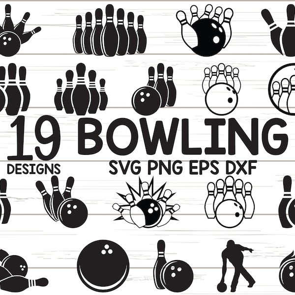 Bowling SVG/ Cricut/ Silhouette Cameo/ Bowling Clipart/ Cut File/ Ball and Pins